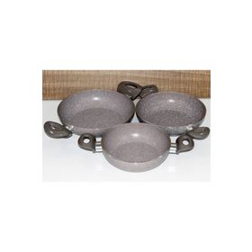 Mehtap Granit Gri 3'Lü 22-20-18 cm Sahan Seti