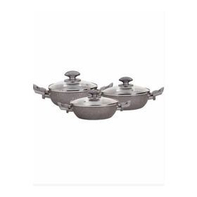 Mehtap Granit Gri 3'Lü 22-20-18 cm Sahan Seti
