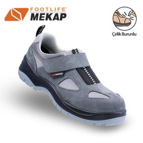 Mekap Policap 157 01 Gri Süet Cırtlı Çelik Burunlu İş Ayakkabısı