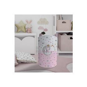 Mekta Home Ayda Oturan Prenses Kız Desenli Pembe Bebek ve Çocuk Odası Oyuncak Sepeti