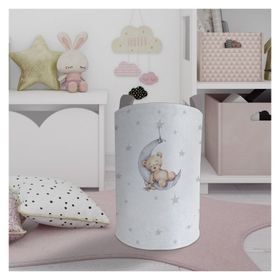 Mekta Home Ayda Uyuyan Sevimli Ayı Desenli Bebek ve Çocuk Odası Oyuncak Sepeti