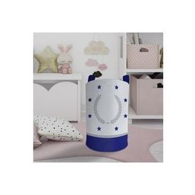 Mekta Home Başak ve Yıldız Desenli Mavi Gri Çerçeveli Bebek ve Çocuk Odası Oyuncak Sepeti