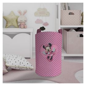 Mekta Home Büyük Kalpli Minnie Mause Desenli Bebek ve Çocuk Odası Oyuncak Sepeti