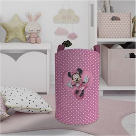 Mekta Home Büyük Kalpli Minnie Mause Desenli Bebek ve Çocuk Odası Oyuncak Sepeti