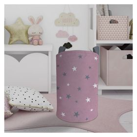 Mekta Home Büyük Pembe Yıldız Desenli Bebek ve Çocuk Odası Oyuncak Sepeti