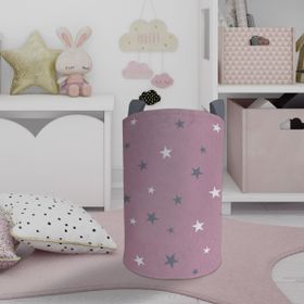 Mekta Home Büyük Pembe Yıldız Desenli Bebek ve Çocuk Odası Oyuncak Sepeti