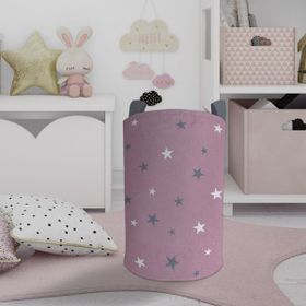 Mekta Home Büyük Pembe Yıldız Desenli Bebek ve Çocuk Odası Oyuncak Sepeti