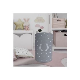 Mekta Home Çelenk Yıldız Desenli Çerçeveli Gri Bebek ve Çocuk Odası Oyuncak Sepeti