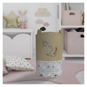 Mekta Home Denizci Desenli Kahverengi Bebek ve Çocuk Odası Oyuncak Sepeti