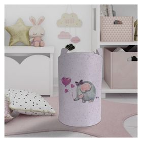 Mekta Home Fil Desenli Mor Bebek ve Çocuk Odası Oyuncak Sepeti