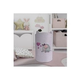 Mekta Home Fil Desenli Mor Bebek ve Çocuk Odası Oyuncak Sepeti