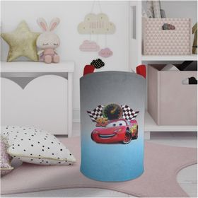Mekta Home Gri Mavi McQueen Desenli Bebek ve Çocuk Odası Oyuncak Sepeti