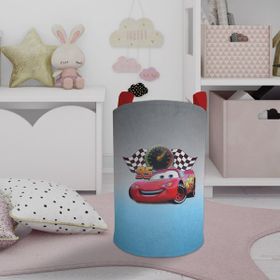 Mekta Home Gri Mavi McQueen Desenli Bebek ve Çocuk Odası Oyuncak Sepeti