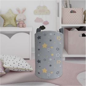 Mekta Home Gri Sarı Yıldız Desenli Bebek ve Çocuk Odası Oyuncak Sepeti