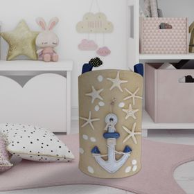 Mekta Home Kahverengi Çapa Desenli Bebek ve Çocuk Odası Oyuncak Sepeti
