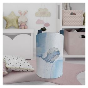 Mekta Home Mavi Balina Desenli Bebek ve Çocuk Odası Oyuncak Sepeti
