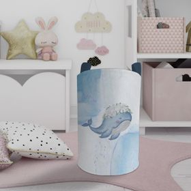 Mekta Home Mavi Balina Desenli Bebek ve Çocuk Odası Oyuncak Sepeti