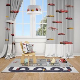 Mekta Home MKT-108 Şimşek Mcqueen 2 Kanat Renkli 70x240 cm Çocuk Odası Perde