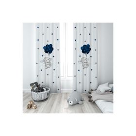 Mekta Home MKT-198 Bebek ve Çocuk Odası Sevimli Fil ve Balonlar 2 Kanat Fon Perde