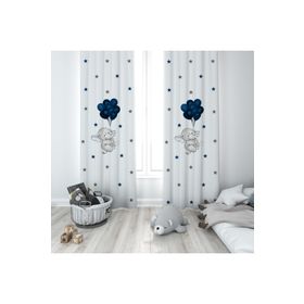 Mekta Home MKT-198 Bebek ve Çocuk Odası Sevimli Fil ve Balonlar 2 Kanat Fon Perde