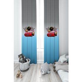 Mekta Home MKT-365 Bebek ve Çocuk Odası Şimşek Mcqueen 2 Kanat Fon Perde