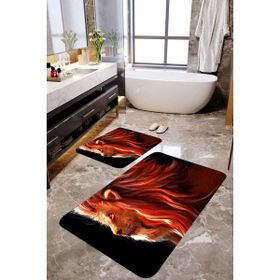 Mekta Home MKTBP-0105 60x100 50x60 cm Aslan Motifli 2'li Banyo Paspas Takımı