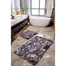 Mekta Home MKTBP-0107 60x100 50x60 cm Duvar Taş 2'li Banyo Paspas Takımı