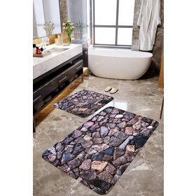 Mekta Home MKTBP-0107 60x100 50x60 cm Duvar Taş 2'li Banyo Paspas Takımı