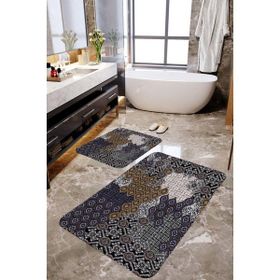 Mekta Home MKTBP-0115 60x100 50x60 cm Etnik Desen 2'li Banyo Paspas Takımı