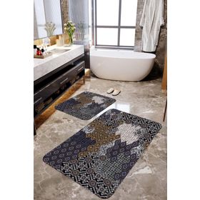 Mekta Home MKTBP-0115 60x100 50x60 cm Etnik Desen 2'li Banyo Paspas Takımı