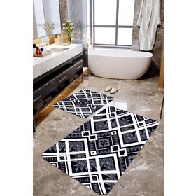 Mekta Home MKTBP-062 60x100 50x60 cm Geometrik Desen 2'li Banyo Paspas Takımı