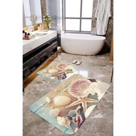 Mekta Home MKTBP-071 60x100 50x60 cm Deniz Yıldızlı 2'li Banyo Paspas Takımı