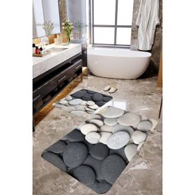 Mekta Home MKTBP-080 60x100 50x60 cm Taşlı 2'li Banyo Paspas Takımı