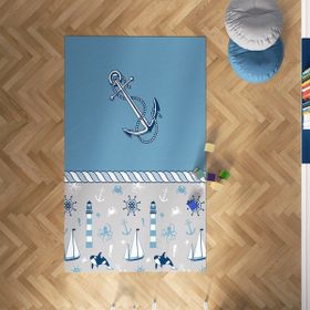 Mekta Home MKTH-016 Erkek ve Erkek Bebek Antialerjik Mavi 100x150 cm Çocuk Odası Halı