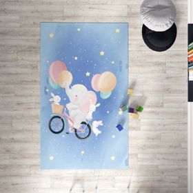 Mekta Home MKTH-028 Filli Antialerjik Mavi 55x100 cm Çocuk Odası Halı