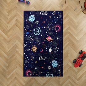 Mekta Home MKTH-037 Gezegen Desenli Antialerjik Lacivert 160x230 cm Çocuk Odası Halı
