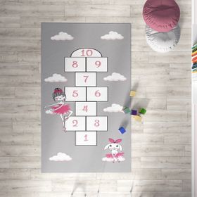 Mekta Home MKTH-135 Balerin ve Tavşan Pembe 160x230 cm Çocuk Odası Halı