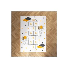 Mekta Home MKTH-253 Sarı Seksek Desenli Çocuk ve Bebek Odası Halısı