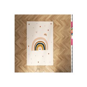 Mekta Home MKTH-257 Modern Antialerjik ve Yıkanabilir Kahverengi Gökkuşağı Desenli Çocuk Odası Halısı
