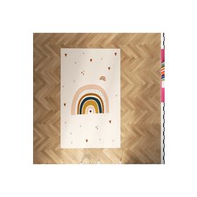 Mekta Home MKTH-257 Modern Antialerjik ve Yıkanabilir Kahverengi Gökkuşağı Desenli Çocuk Odası Halısı