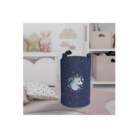 Mekta Home MKTOS-067 Lacivert Unicorn Desenli Oyuncak ve Çamaşır Sepeti