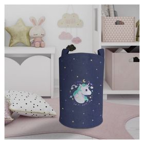 Mekta Home MKTOS-067 Lacivert Unicorn Desenli Oyuncak ve Çamaşır Sepeti