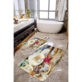 Mekta Home MKTPP-2002 60x100 50x60 cm 3 Boyutlu Midye Kabuğu Desenli 2'li Banyo Paspas Takımı