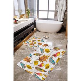 Mekta Home MKTPP-2003 60x100 50x60 cm 3 Boyutlu Çınar Yaprağı Desenli 2'li Banyo Paspas Takımı