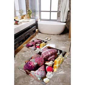 Mekta Home MKTPP-2004 60x100 50x60 cm 3 Boyutlu Salyangoz Desenli 2'li Banyo Paspas Takımı