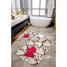 Mekta Home MKTPP-2013 60x100 50x60 cm 3 Boyutlu Kalpli 2'li Banyo Paspas Takımı