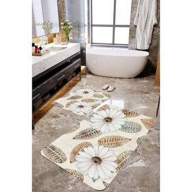Mekta Home MKTPP-2014 60x100 50x60 cm 3 Boyutlu Papatya Desenli 2'li Banyo Paspas Takımı