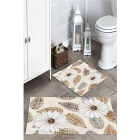 Mekta Home MKTPP-2014 60x100 50x60 cm 3 Boyutlu Papatya Desenli 2'li Banyo Paspas Takımı