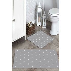 Mekta Home MKTPP-2019 60x100 50x60 cm Yıldızlı 2'li Banyo Paspas Takımı