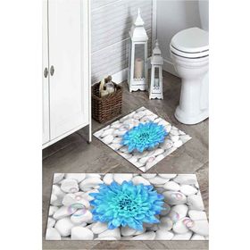 Mekta Home MKTPP-2025 60x100 50x60 cm 3 Boyutlu Yıldız Çiçeği 2'li Banyo Paspas Takımı